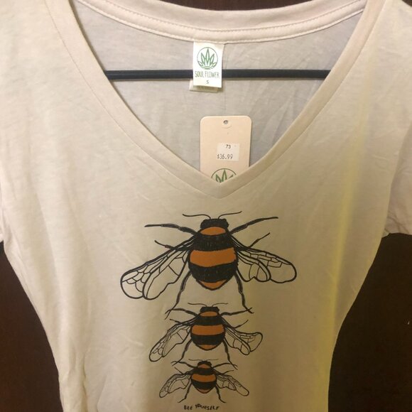 Soul Flower Organic Cotton Bee Yourself Tee, Sz S NWT - Picture 3 of 6